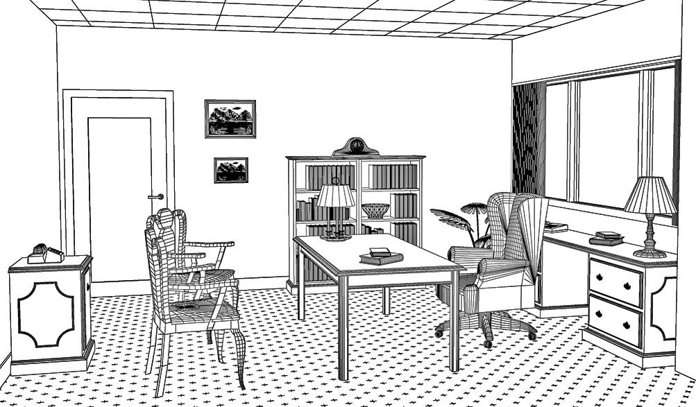 Traditional Office - Perspective View